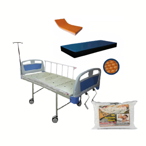 Cama hospitalaria manual de lujo ABS CM-048 + colchón ortopédico antiescaras + almohada