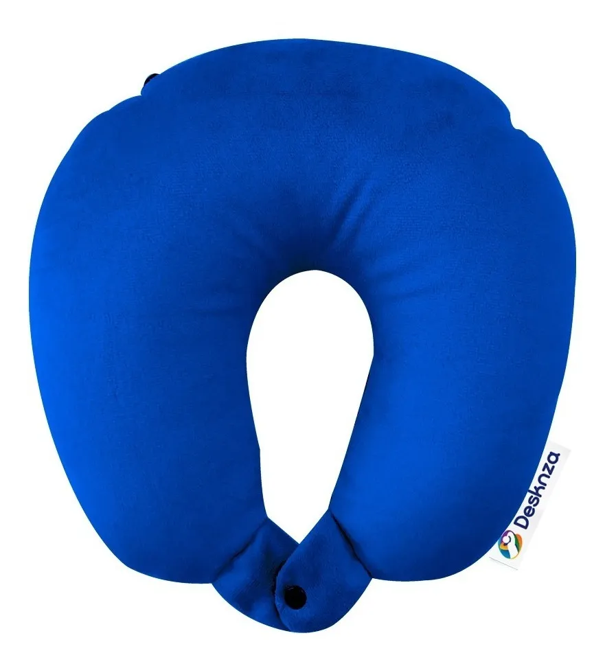 Cojín en u microperlas funda azul