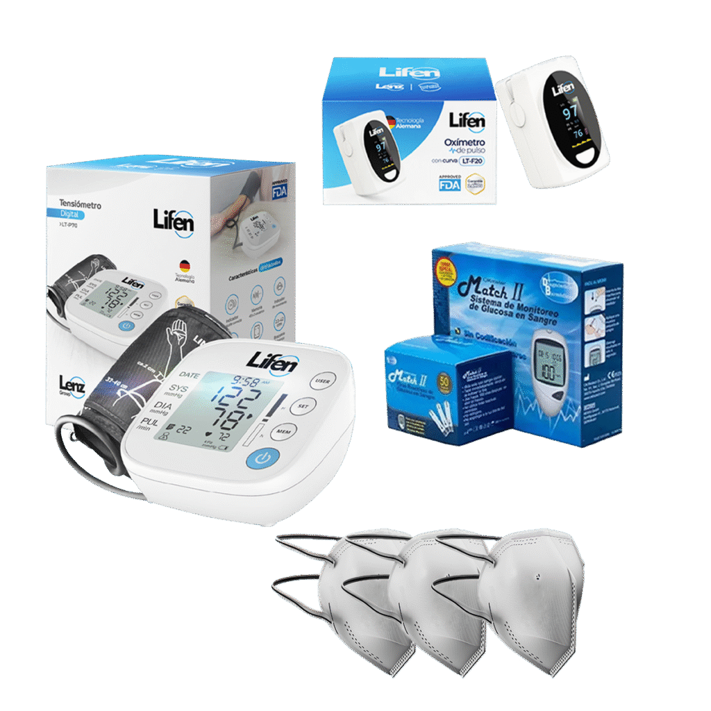 Kit Monitoreo de Salud en Casa Tensiómetro, Oxímetro y Glucómetro