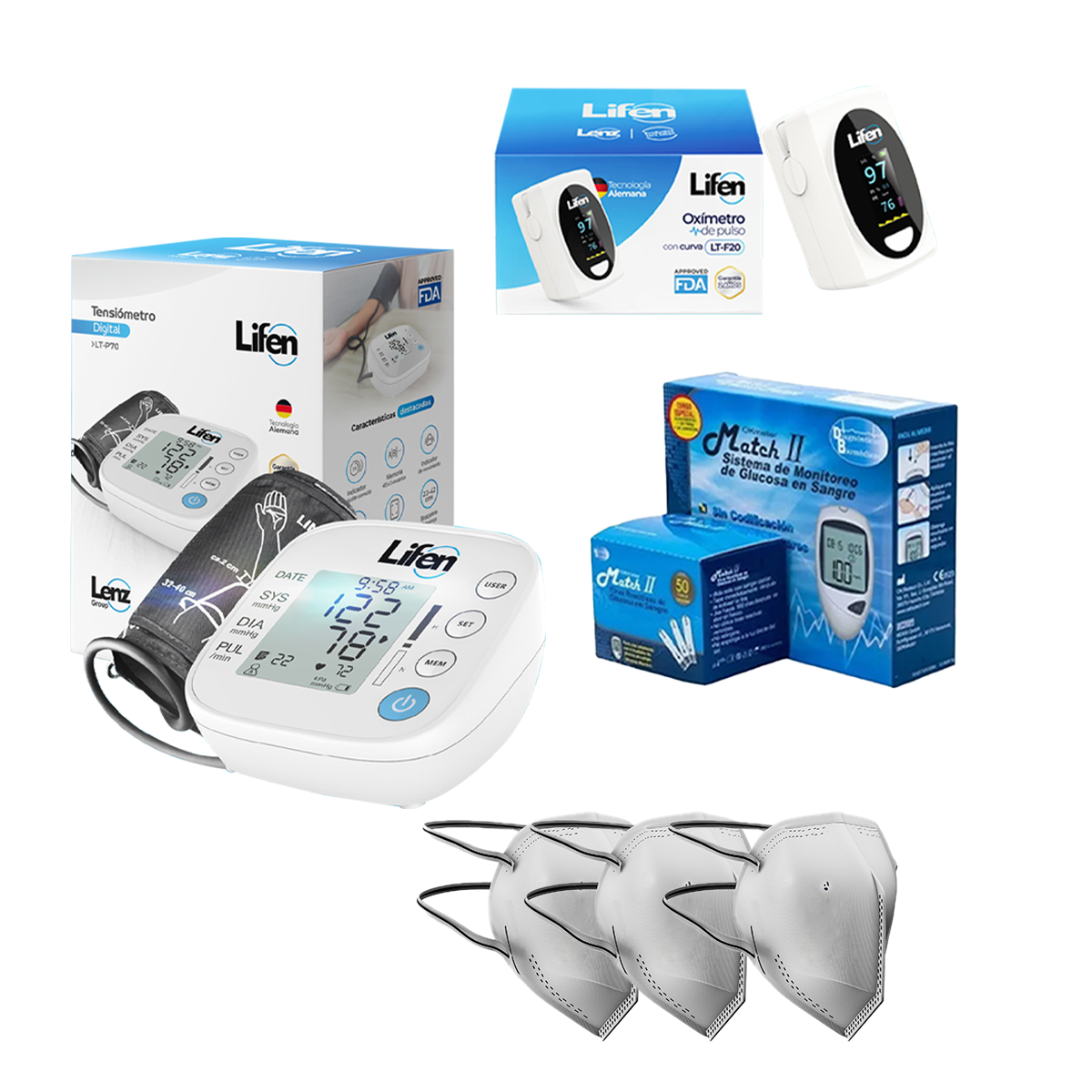 Kit Monitoreo de Salud en Casa Tensiómetro, Oxímetro y Glucómetro
