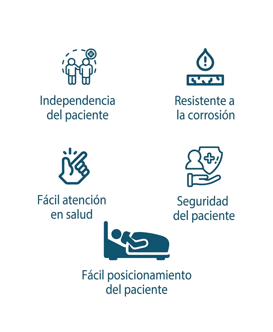 Cama eléctrica hospitalaria 3 funciones Konfort Plus - Con colchóneta, barandas y bandeja de alimentación - Imagen 6