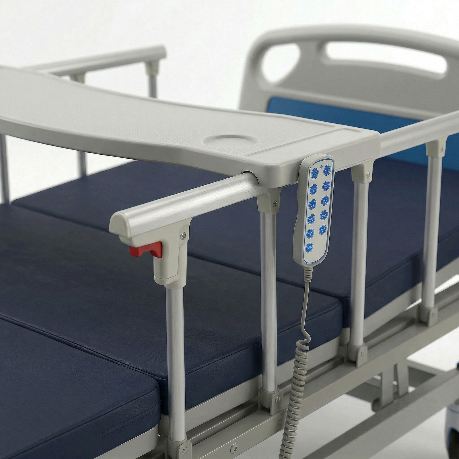 Cama eléctrica hospitalaria 3 funciones Konfort Plus - Con colchóneta, barandas y bandeja de alimentación - Imagen 4